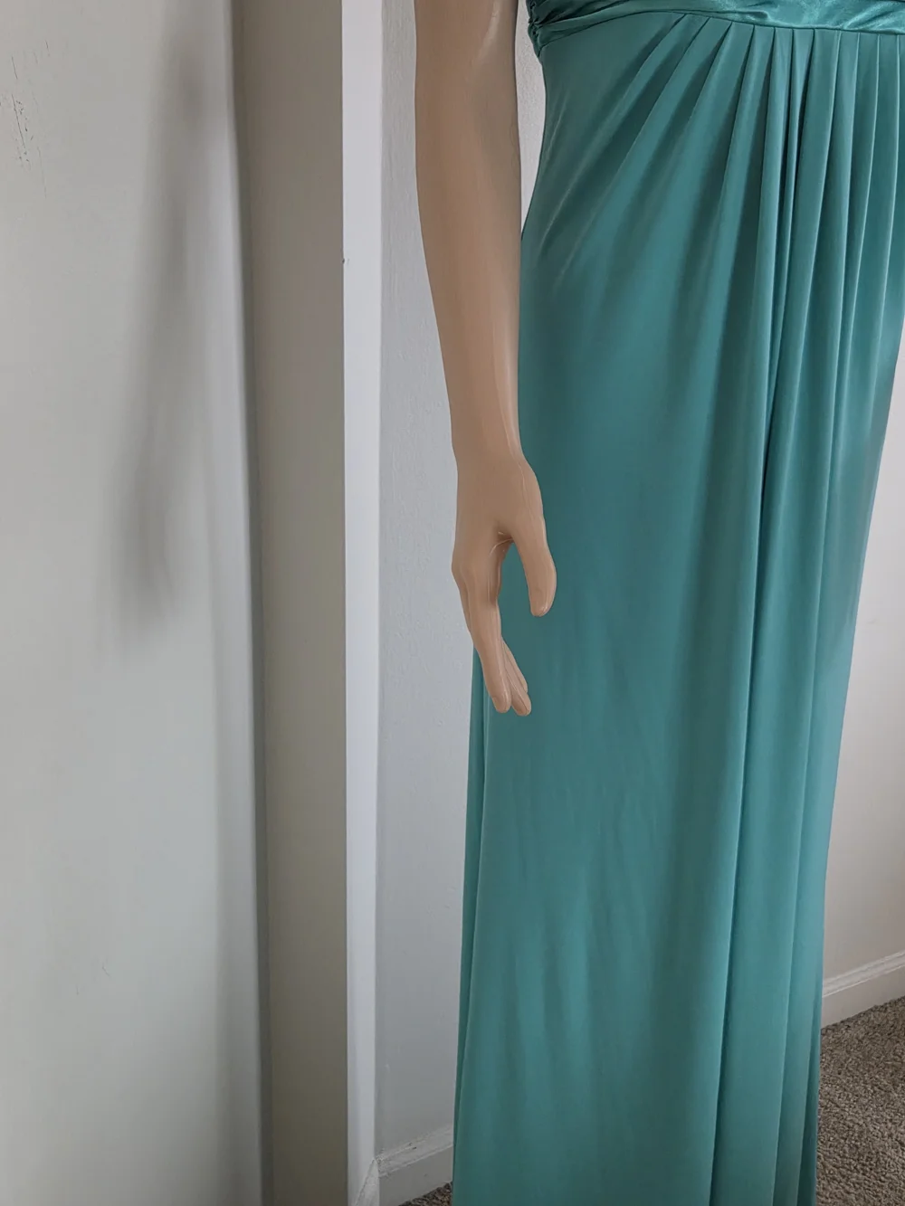 DAVID'S BRIDAL Strapless Maxi Dress Tiffany Blue Size 10 Bridesmaid Formal Prom